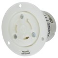 Hubbell Wiring Device-Kellems Locking Devices, Twist-Lock®, Industrial, Flanged Receptacle, 30A 600V AC, 2-Pole 3-Wire Grounding, L9-30R, Screw Terminal, White HBL2656